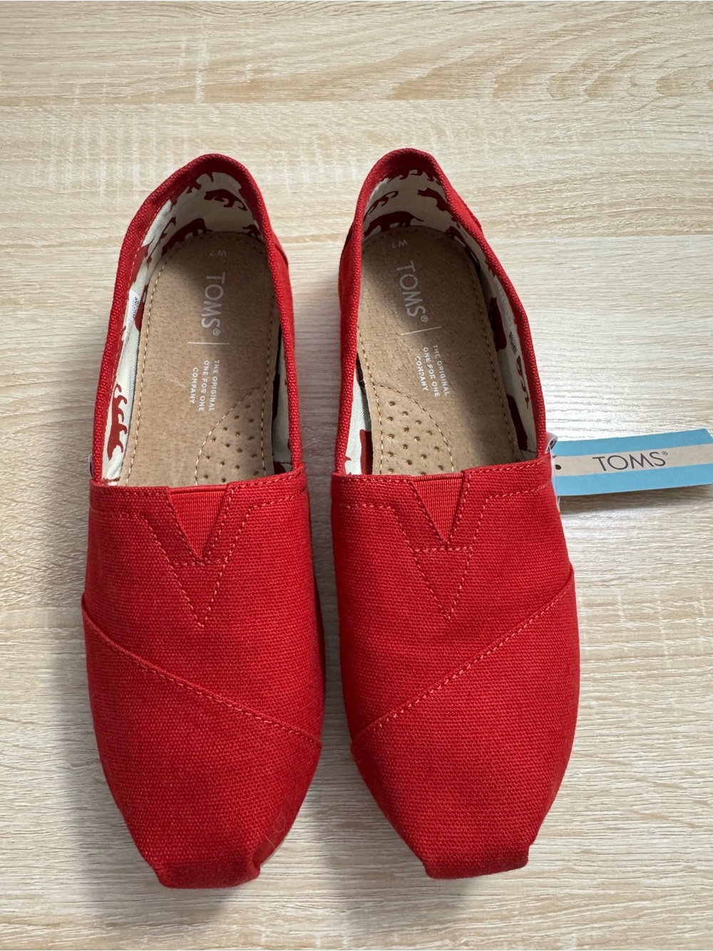 TOMS Women's Red Canvas Slip-On Flats